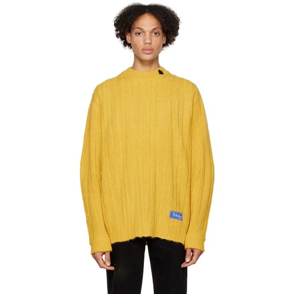 Ader Error Unisex Alpaca Heavy Knit Sweater Jumper Sz A2 2022 Fall Winter Yellow - Picture 1 of 15